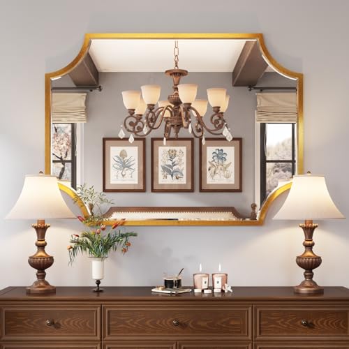 30"x40" Gold Foil Metal Scalloped Decorative Wall Mirror