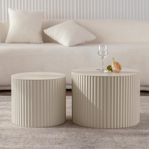 27.56" Nesting Round Coffee Table Set of 2 (2 Count)