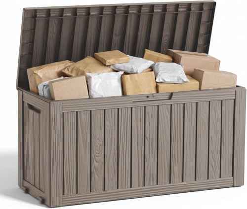 130 Gal Package Delivery Box Lockable Outdoor Storage Boxes Grey