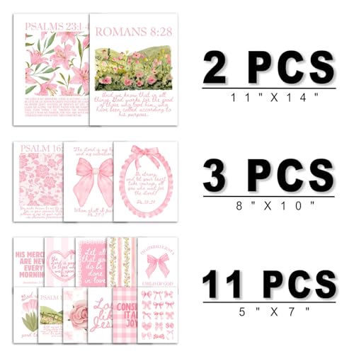 16 PCS Christian Coquette Wall Art Decor (16 Count)