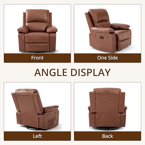360° Swivel Rocking Leather Recliner Chair Set of 2 (2 Count)