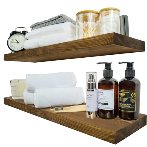 Wood Floating Shelves for Wall 24 inch Set of 2