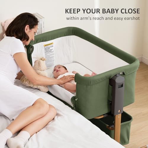 3-in-1 Baby Bassinet, Bedside Sleeper & Rocking Bassinet for Newborn
