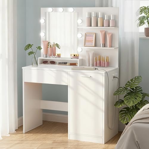 35.4 Inch Vanity Desk Set with Mirror and Lights