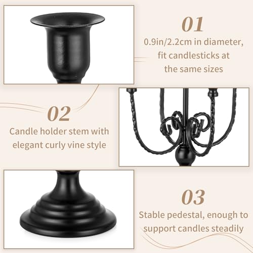 Black Candelabra Candle Holder for Halloween (2 Count)