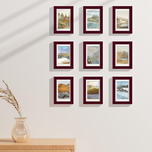 4x6 Picture Frames Set of 9 for Wall Mount & Tabletop (9 Count)