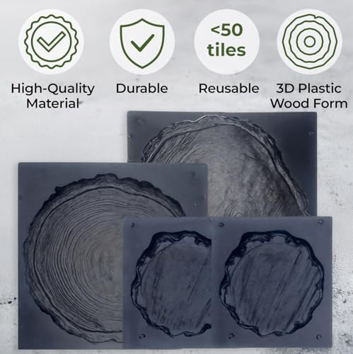 4 pcs Log Slab Old Wood Paver Paving Precast Concrete Mold Plaster ABS 2mm