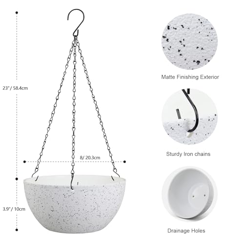 8 inch Hanging Planters for Small Indoor Outdoor Plants (2 Count)