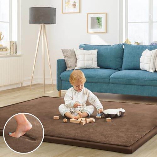 Baby Play Mat for Floor Nursery Rug Muscle Mat Area Rug Playroom Rug 79"x110" Playpen Mat Elastic Foam 1.3" Thick Crawling Mat for Babies