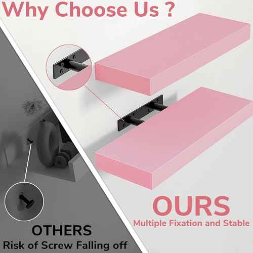 Pink Floating Shelves for Wall (2 Count)