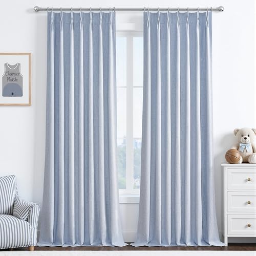 Dusty Blue 96 Inches Blackout Curtains Long for Kids (2 Count)