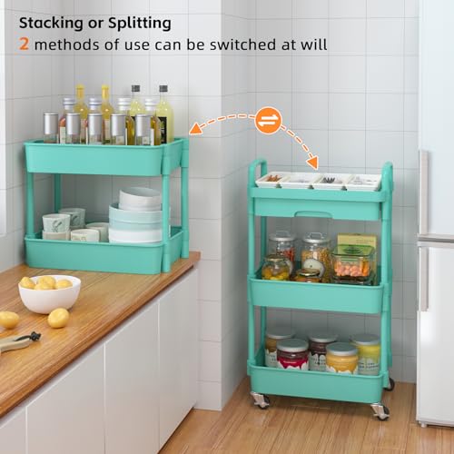 3 Tier Utility Cart with Drawer & Wheels