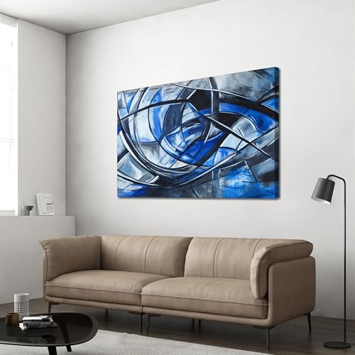 Abstract Wall Art Decor Modern Wall Art Pictures for Living Room Canvas Art Wall Decor Abstract Blue Wall Art Prints Artwork for Walls Black and White Wall Art Decorations Home Office Decor 24" X 36"