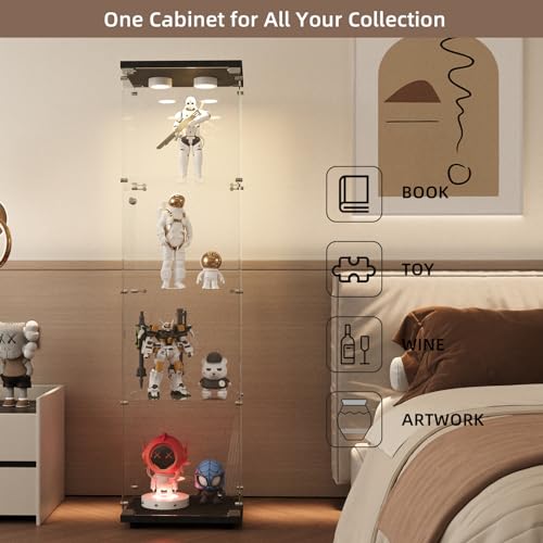 Black Glass Display Cabinet with LED Light