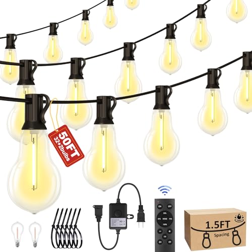 50FT Outdoor String Lights 32+2 Bulbs (50 Foot)