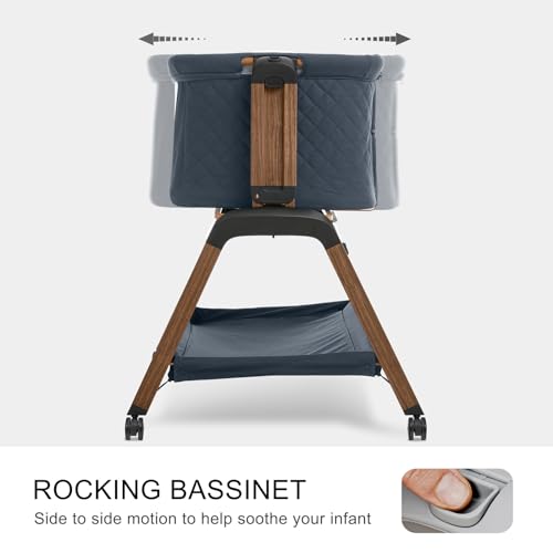 3-in-1 Baby Bassinet, Bedside Sleeper, Rocking Mode, Wheels, Navy