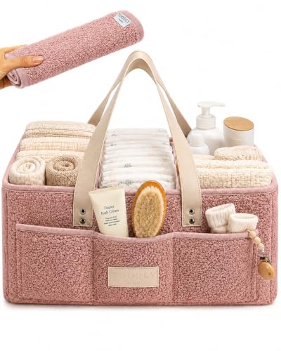 Baby Diaper Caddy Organizer with Waterproof Changing Pad
