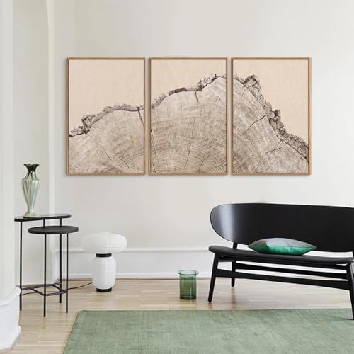 Large Tree Ring Framed Canvas Wall Art Set (3 Count)