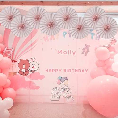 Pink Birthday Decorations DIY Pink Paper Fans Set Hanging Decoration 12in (30 Count)