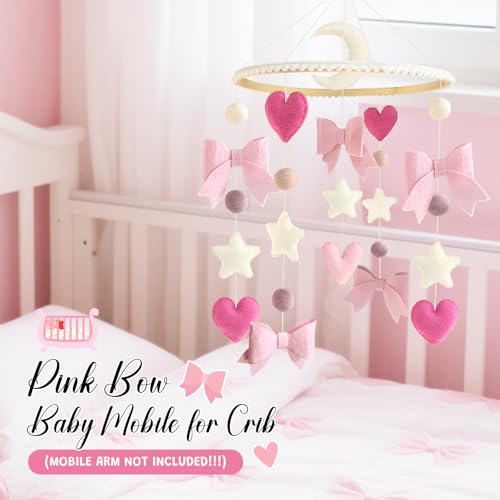 Baby Mobile for Crib Pink Bow Baby Crib Mobile for Girls