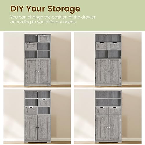 Storage Cabinet with 2 Drawers & Adjustable Shelf