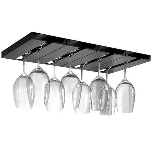 Wine Glass Holder Stemware Rack Hanger Under Cabinet or Counter for Bar (4 Count)