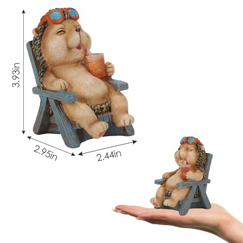 Hedgehog Statue Outdoor Solar Garden Decor for Outside Lawn Yard Patio
