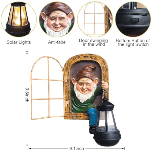 10'' Garden Gnome Statue with Solar Lights