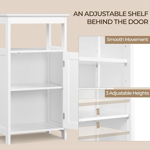 Small Bathroom Storage Cabinet with Door & Open Shelf