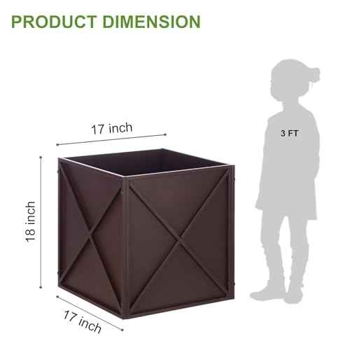 Metal Square Planter Box Tall Planters for Outdoor Plants Modern Heavy Duty with Drainage Holes for Outside Indoor Patio Deck