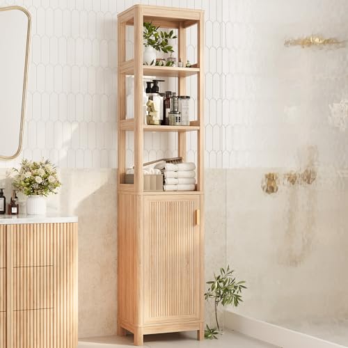 68'' Tall Narrow Storage Cabinet with Adjustable Shelf and Door