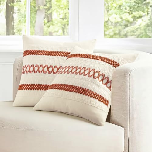Set of 2 Fall Burnt Orange Decorative Lumbar Pillow Covers 12x20 (2 Count)