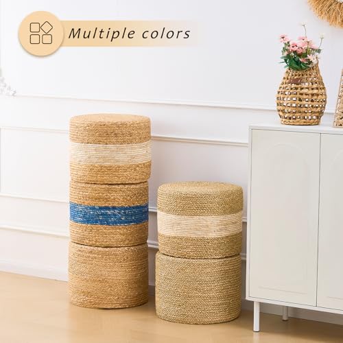 Handwoven Water Hyacinth Ottoman Pouf