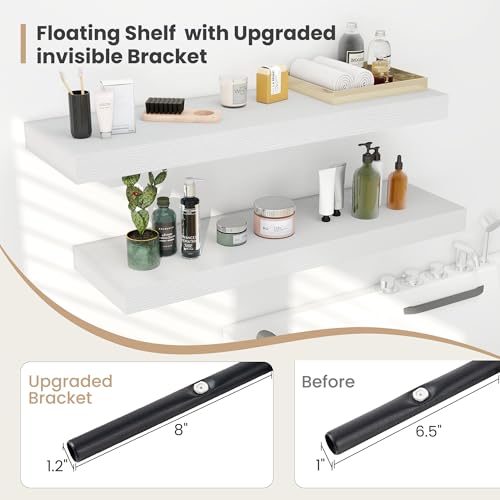 36 x 12 Deep Floating Shelves Wall Mounted Set of 2 White (2 Count)