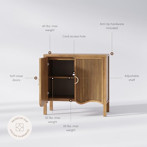 Scott Transitional Fluted Accent Cabinet or Storage Cabinet for Living Room or Entryway with Solid Wood Panel