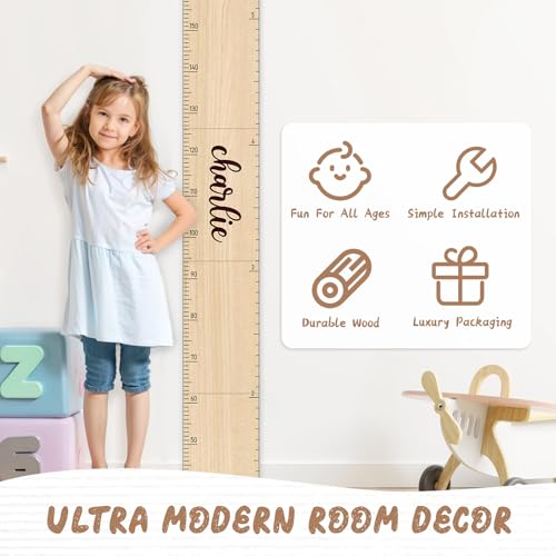 Custom Name Wood Height Chart for Kids Wall Measurement