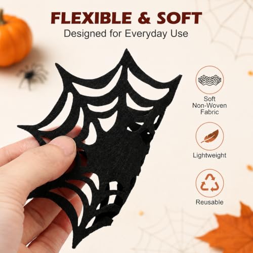 10pcs Halloween Spider Web Coasters Placemat Decorative Table Placemats Doilies Halloween Decorarion Supplies (10 Count)