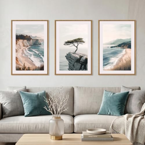 Amalfi Coastal Seascape Framed Canvas Wall Art Set