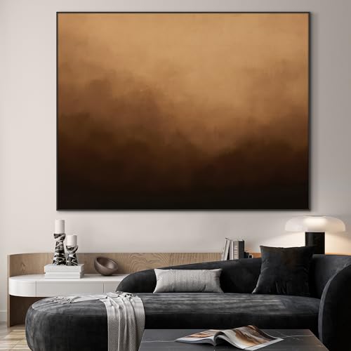 60"x72" Extra Large Framed Wall Art Warm Earth Tones Abstract Landscape Illustration for Home Living Room Bedroom Decor