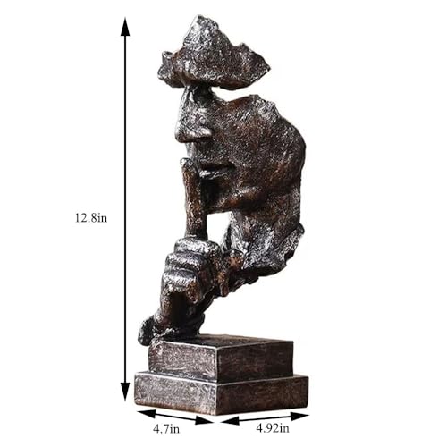Silence is a Golden Statue Modern Mens Creative Office Home Room Decorations Sculpture Bookshelf Decorative 4.7 x 4.3 x 13.1in