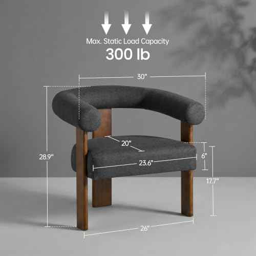 Barrel Accent Chairs Set of 2 with Armrests and Walnut Wood Legs (2 Count)