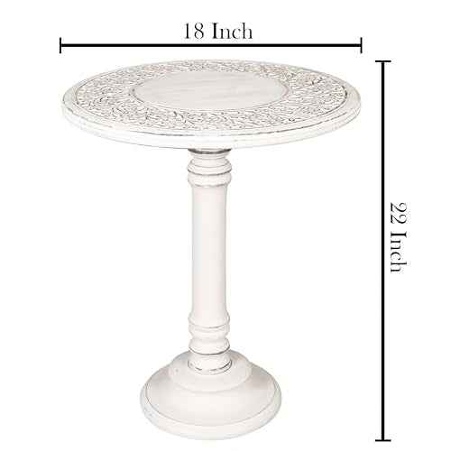 Lightnpro Carved Round Pillar End Table