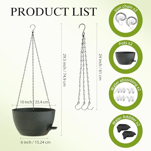 10 Inch Hanging Baskets 2 PC with Chains (2 Count)