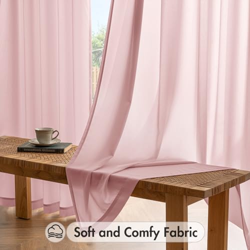 Light Pink Privacy Sheer Curtains 2 Panels 42W x 84L (2 Count)