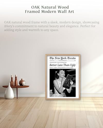 12x16in Hepburn Better Late Than Ugly Framed Bathroom Wall Art