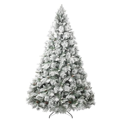 Glasgow 7.5ft Frosted Prelit Artificial Christmas Tree with Pine Cones