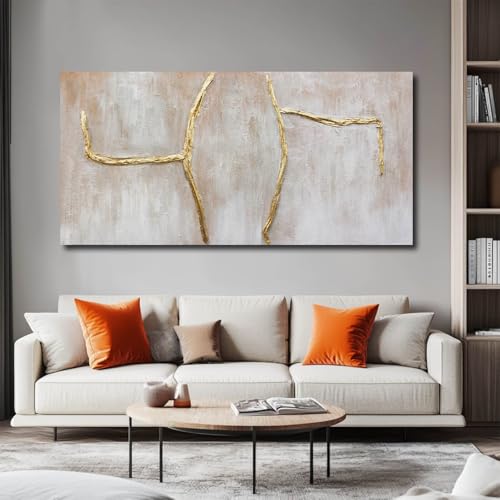 Large Wall Art Canvas Pictures Gold Artwork Pink Wall Decor For Living Room Abstract Poster Arts for Office 29"x58"