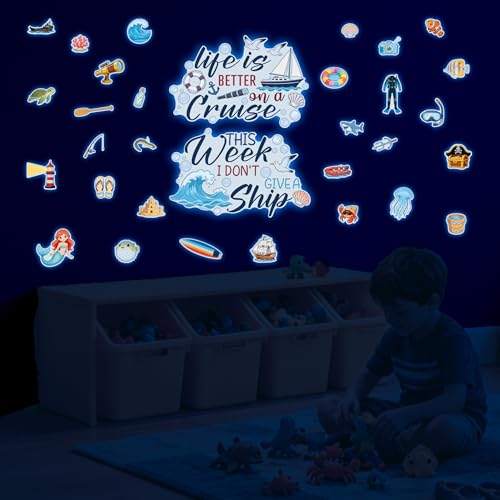 32Pcs Glow in The Dark Cruise Ship Door Wall Stickers