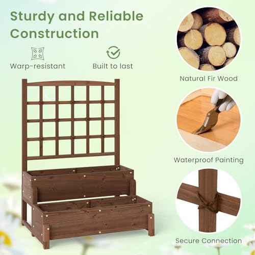 Raised Garden Bed with Trellis & Legs