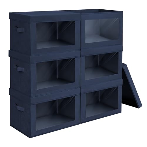 Minimalist 6 Pack Large Fabric Storage Bins with Lids (6 Count)